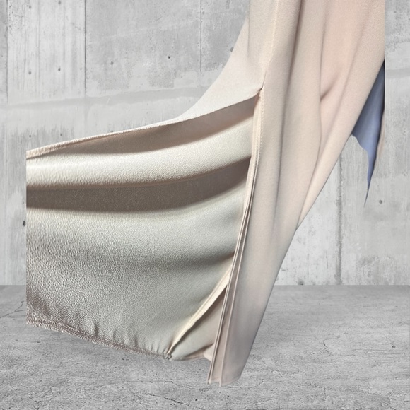 R&M Richard Nude/Blush Wide Leg Flowy Side Slit Dress Pant 12 Petite - Picture 2 of 13